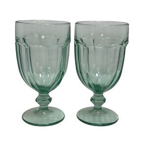 Vintage Libbey Gibraltar DuraTuff Spanish Green Iced Tea Glasses Set of 2